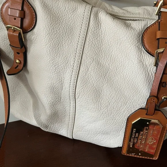 Ralph Lauren Cream and Tan Leather Shoulder or Crossbody Bag - Picture 3 of 8